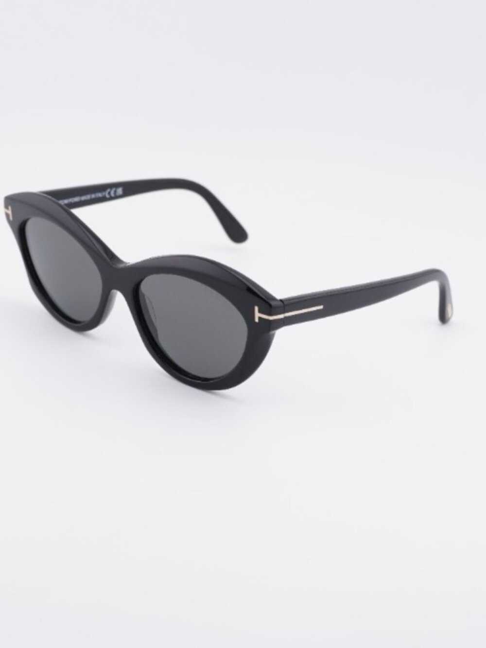 Tom Ford Toni FT1111 01D Sunglasses Shiny Black Cat Eye Frame, Smoke Polarized